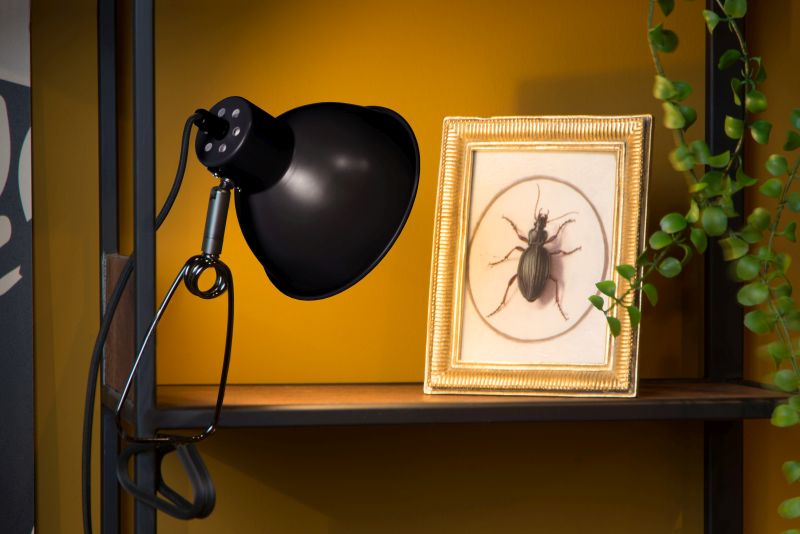 Lucide MOYS - Clamp lampa - 1xE27 - Čierna